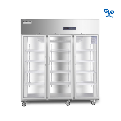 Un frigorifero medico di vetro di riscaldamento di 304 farmacie di acciaio inossidabile delle porte utilizzato nel laboratorio dell'ospedale