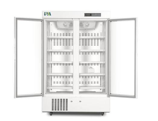 2-8 frigorifero biomedico del grado della farmacia della doppia porta di vetro di grado con la luce interna del LED